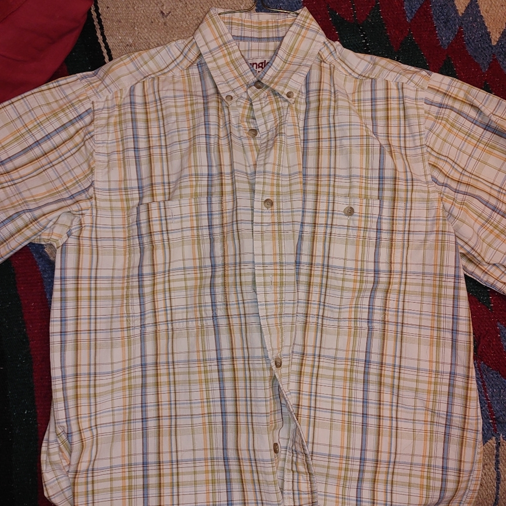Mens Wrangler plaid SS rancher shirt